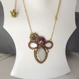 collier brodé à l'aiguille - collier agathe fleurie réglable