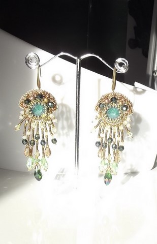 bijou artisanal - boucles Star Royal Green